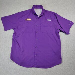 LSU Tigers Shirt Mens 2XL* Columbia PFG Ripstop Vented Short Sleeve Fishing